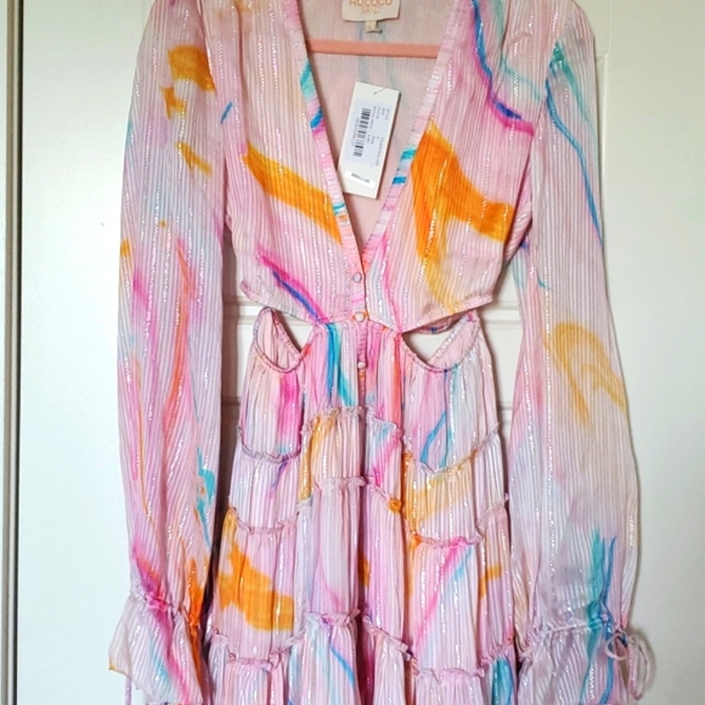 Rococco Sand Davina Watercolor Hi-Lo Maxi Dress